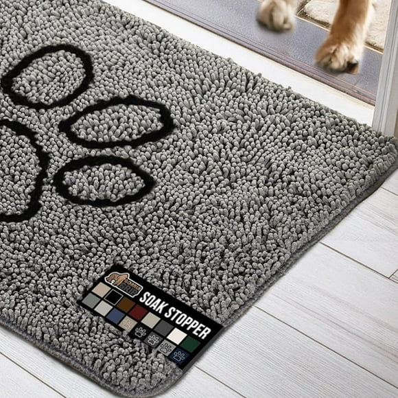 Gorilla Grip Felpudo ultra absorbente para patas de perro embarradas, lavable a máquina, alfombras limpiadoras de suelos, alfombrilla de cama para perros sucios, alfombra de puerta de entrada interior
