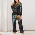 thumbnail image 2 of Fuzoiu Steampunk Mechanical Butterfly Print Women's Long-Sleeved Pajama,Lounge Button Down Nightwear,Womens Notch Collar Pajama Set-XX-Large, 2 of 7