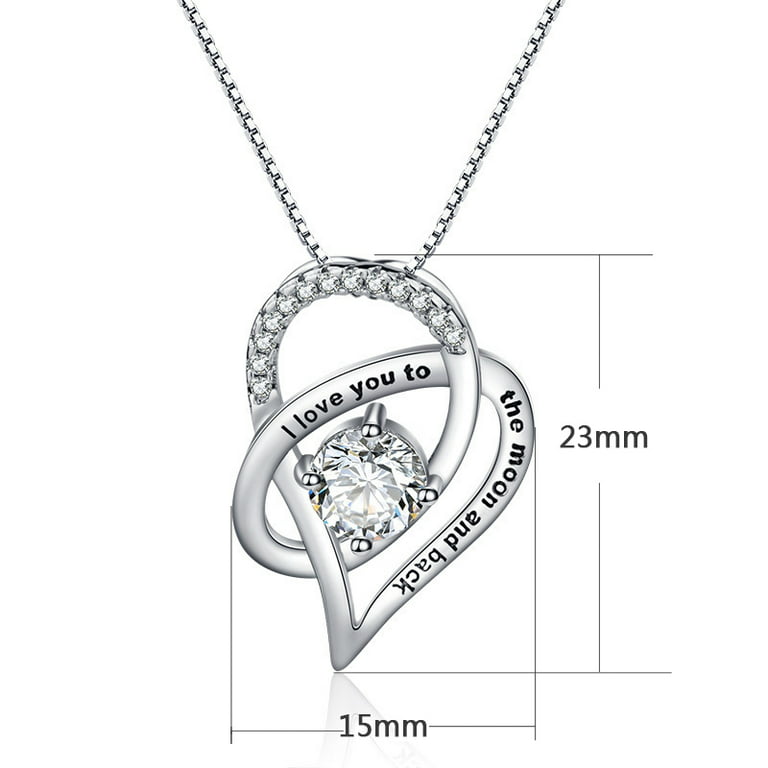 Gifts for Mom Preserved Real Rose with Necklace Gift Set, Sterling Silver Love Heart Cubic Zircon Pendant Necklace with Gift Box A, Women's, Size: One