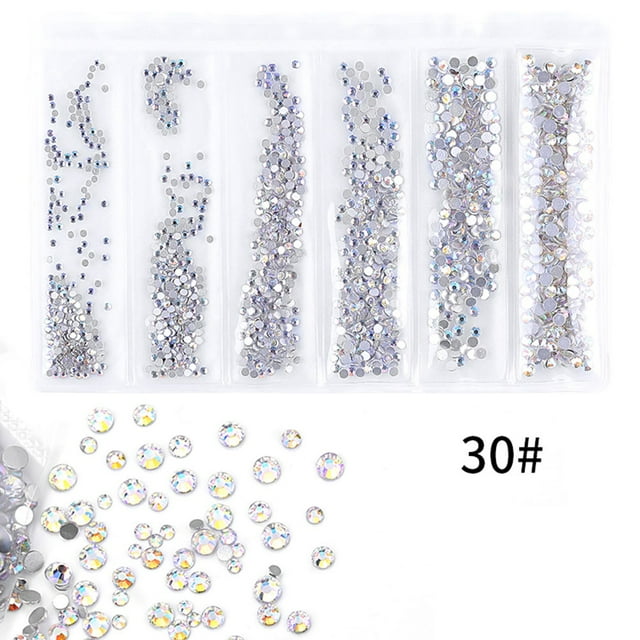 6 rejillas de diamantes de imitación de colores para decoración de uñas, herramientas de manicura DIY (30)