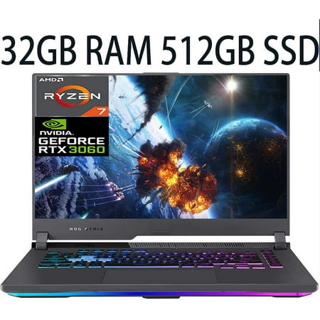 ASUS ROG Strix G15 G513 15 Gaming Laptop, AMD Ryzen 7 4800H 8-Core Processor, NVIDIA GeForce RTX 3060 6GB, 32GB DDR4 512GB PCIe SSD, 15.6" FHD (1920 x 1080) IPS 144Hz Display, WiFi, Windows 11