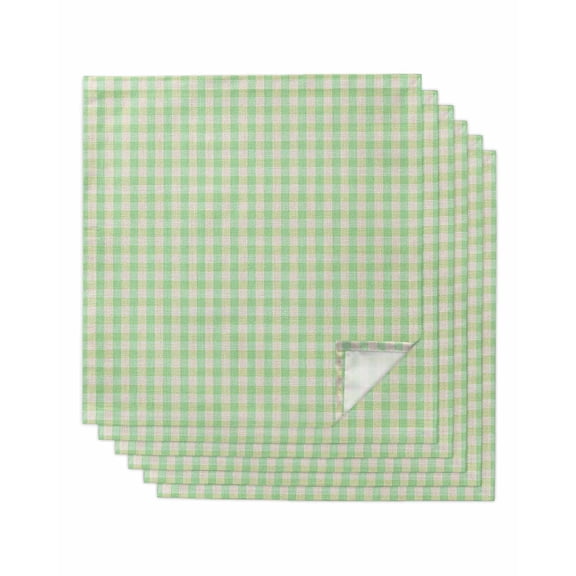 Sage Green Cloth Napkins Set of 6 Reusable Dinner Napkins, Grid Checkered Plaid Gingham Lattice Trellis Cocktail Napkin Washable Table Napkins for Wedding/Holiday Party/Baby Shower 20"x20"