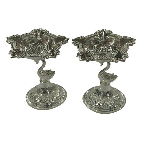 925 Sterling Silver Hallmarked Designer STAR Diya Pair -#08 Diya Weight & Capacity: 2.75" Diya (Wt. =75grams/pair Cap =15ml)