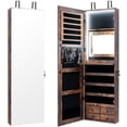thumbnail image 1 of Gymax Mirror Jewelry Cabinet 96 LED Lights Wall Door Mounted Armoire w/ Makeup Rack, 1 of 10