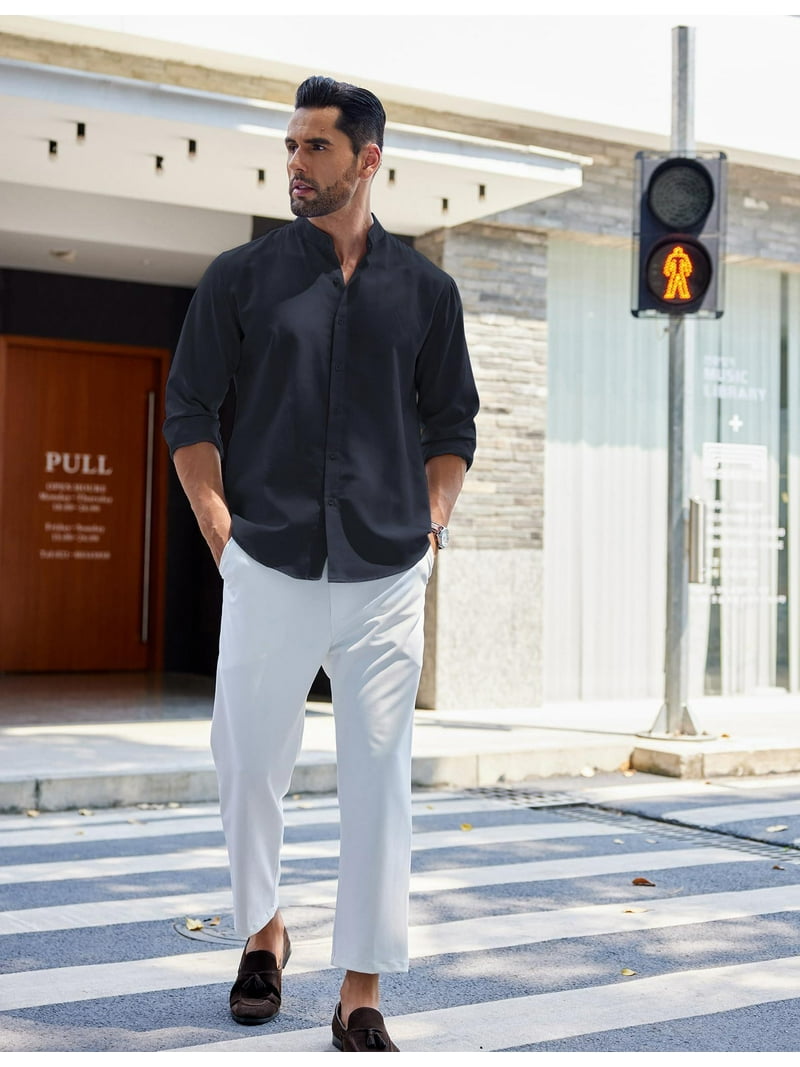 dress shirt pull down Joe & Bella Men's Adaptive Slim-Fit Magnetic Button-Down Shirt