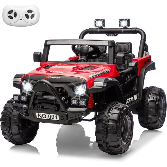 12V Electric Ride-On Truck with 2.4GHz Parent Remote Control, Dual 35W Motors, 12V 7Ah Battery, Spring Suspension, Soft Start, 3 Speeds Up to 4.1 mph, Bluetooth Music, LED Lights, 66 lb Capacity,Red