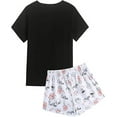 thumbnail image 2 of MyFav Women's Cute Cartoon Print Tee and Shorts Pajama Set,XL, 2 of 5