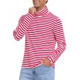 thumbnail image 4 of INSPIRE CHIC Striped Turtleneck T-Shirt for Men's Long Sleeves Pullover Stripes T Shirt 2XL Red White, 4 of 5