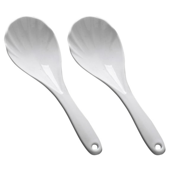 WRITWAA 2-Pack White Rice Spoons Nonstick Lightweight Kitchen Utensils for Cooking and Serving