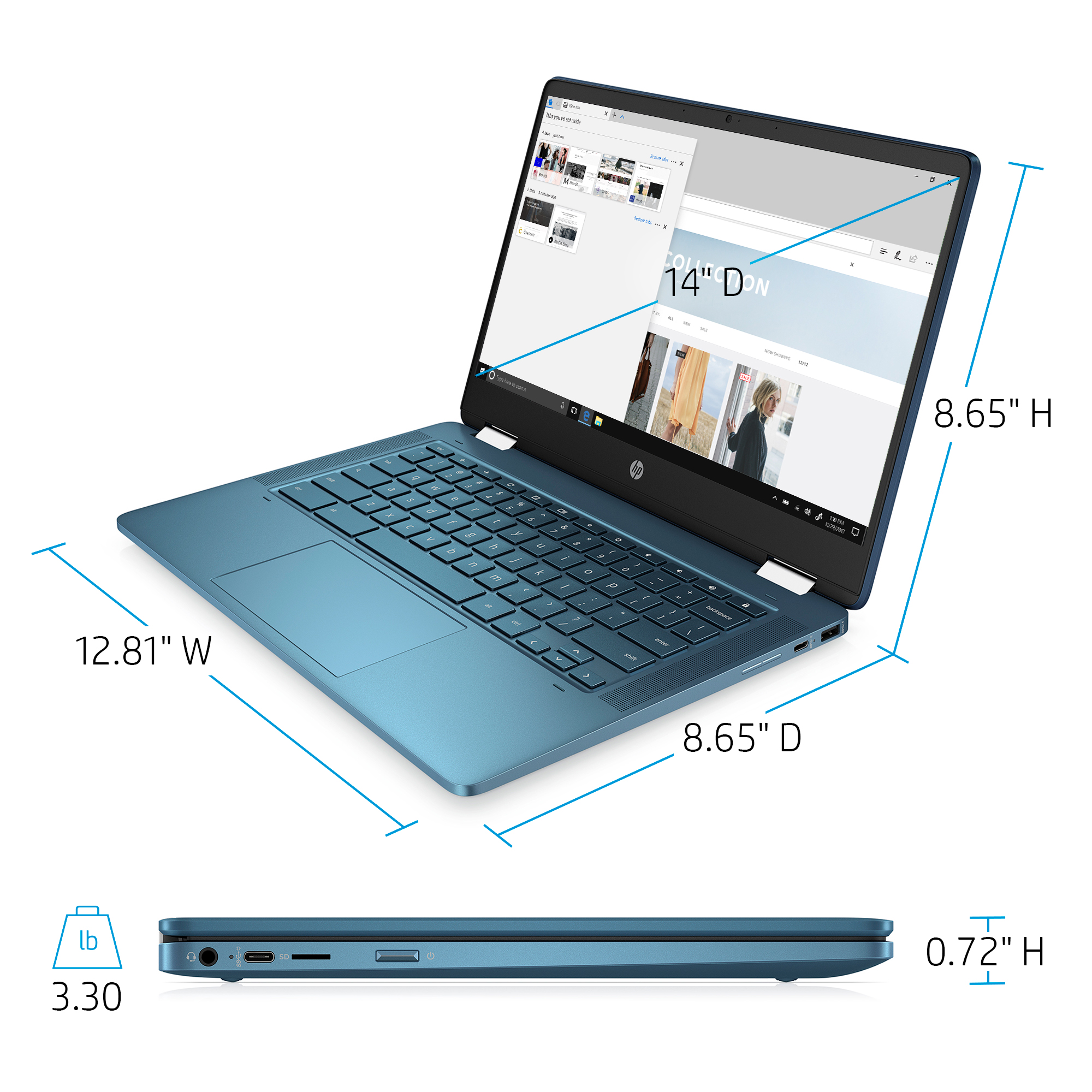 HP 14" 2-in-1 Touch Teal Chromebook - image 4 of 8