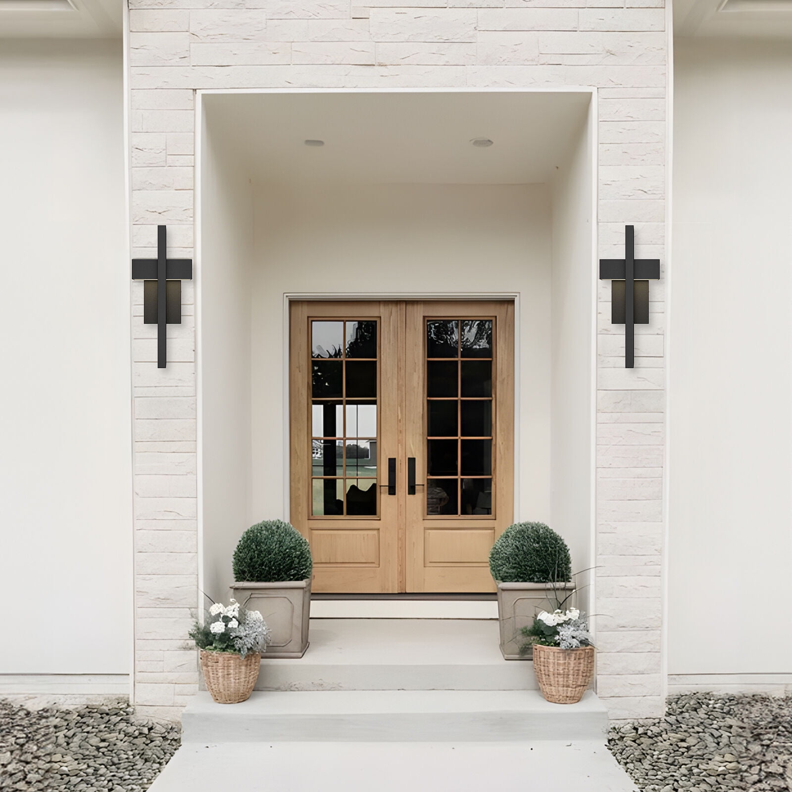 Modern Wall Lights Exterior Lighting Fixtures 3000K LED Outdoor Wall Sconce Outside Wall Mount Lights for Porch Front Door House Garage Indoor Black 1PC