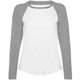 thumbnail image 1 of Skinnifit - Camiseta de manga larga estilo béisbol para mujer (Blanco/gris), 1 of 1