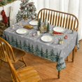 thumbnail image 2 of Christmas Tablecloth 60×84 Inch Rectangular, Winter Snow Trees Grey Washable Table Cover for Party Picnic Dinner Decor, 2 of 6