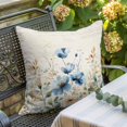 thumbnail image 2 of Blue Flowers Rustic Pillow Covers 16x16 Inch, Spring Vintage Botanical Floral Beige Linen Pillowcase with Invisible Zipper, Decorative Throw Pillow Covers Cushion Case for Couch Sofa Bed Living Room, 2 of 9
