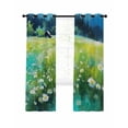 thumbnail image 7 of Blue Green Forests Blackout Curtains for Bedroom, Spring Oil Painting Daisy Nature Landscape Thermal Insulated Kitchen Drapes with Grommets, Light Blocking Window Treatment, 2 Panels 52" x 45", 7 of 7