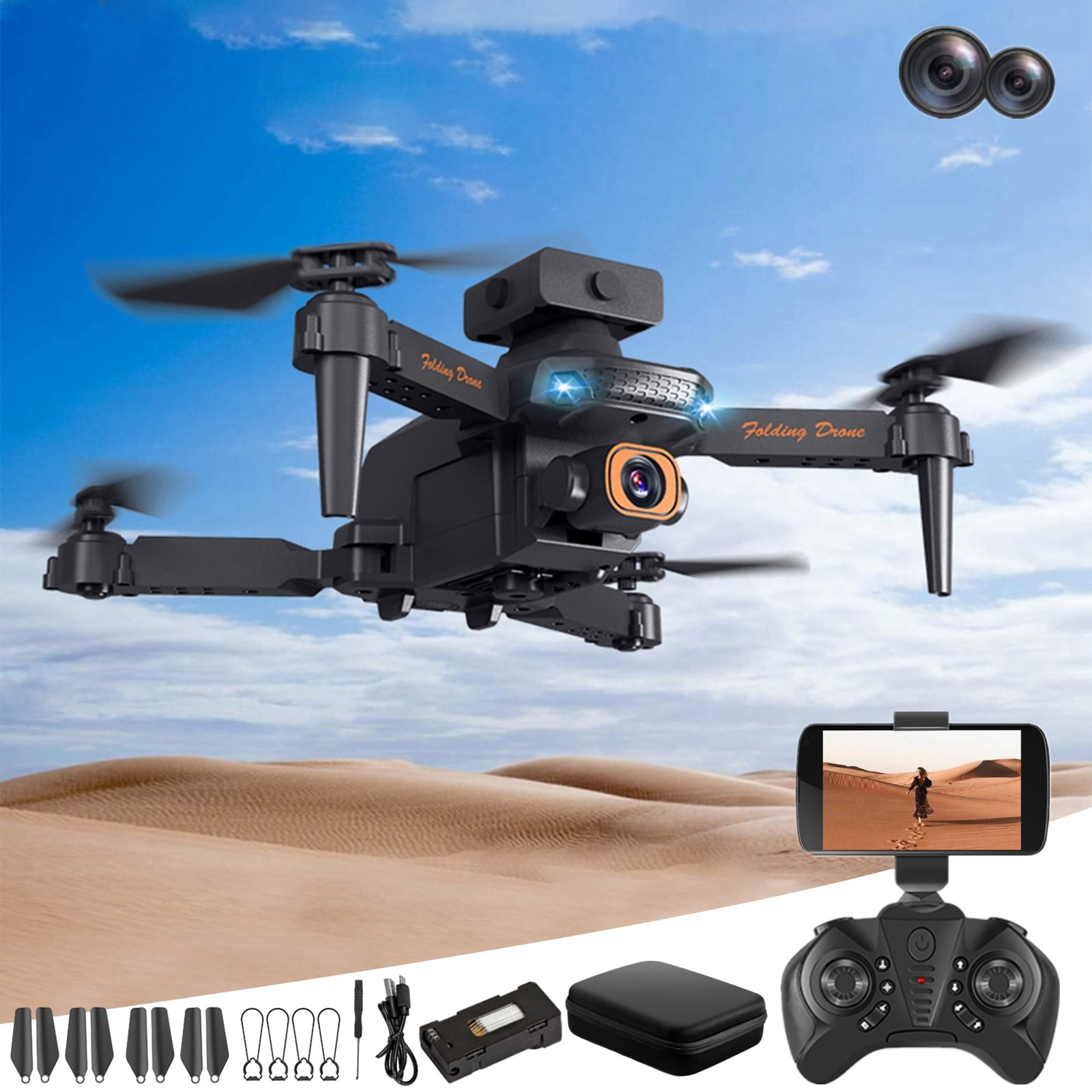 Drone with Camera for Kids and Beginners, Foldable 1080P FPV Quadcopter with Dual Cameras, WiFi, Altitude Hold