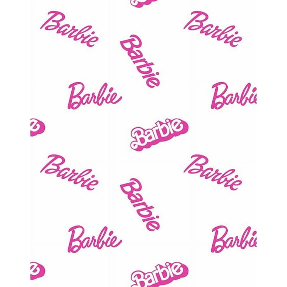 Barbie Logo Mix Removable Vinyl Wallpaper, White