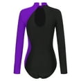 thumbnail image 4 of DPOIS Womens Long Sleeve Gymnastics Leotards Shiny Dance Ballet Unitards Bodysuit Purple M, 4 of 7