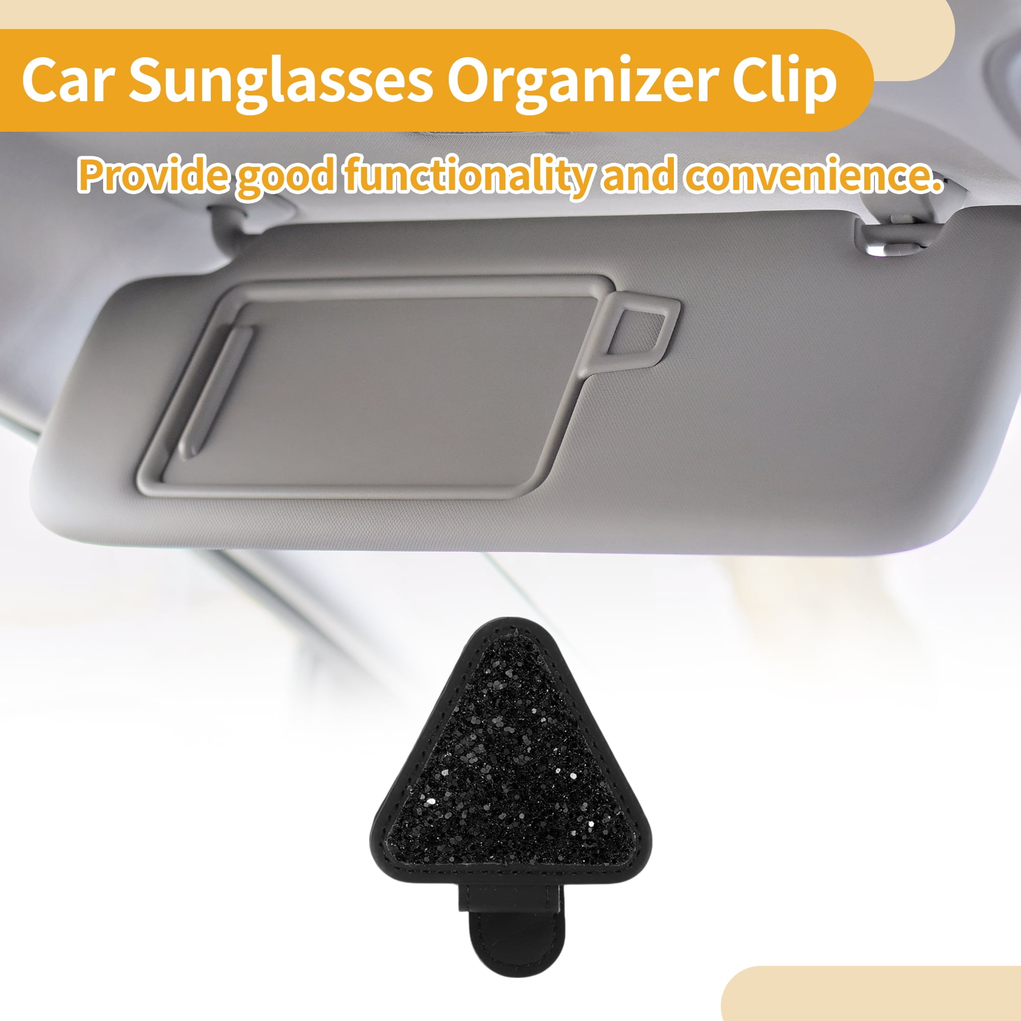 Unique Bargains Car Sunglasses Clip with Magnetic Sun Visor Holder PU Leather Black