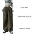 thumbnail image 4 of Women's Pants Gothic Y2k Cargo Baggy Wide Leg Vintage Casual Harajuku Trousers for Girls Streetwear, 4 of 5