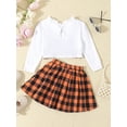 thumbnail image 3 of Suealasg Little Girls Fall Outfits 2Pcs Toddler Baby Girls Spring Clothes Set  Long Sleeve Bow Front Tops + Plaid Skirt Set 1-4 Years, 3 of 7