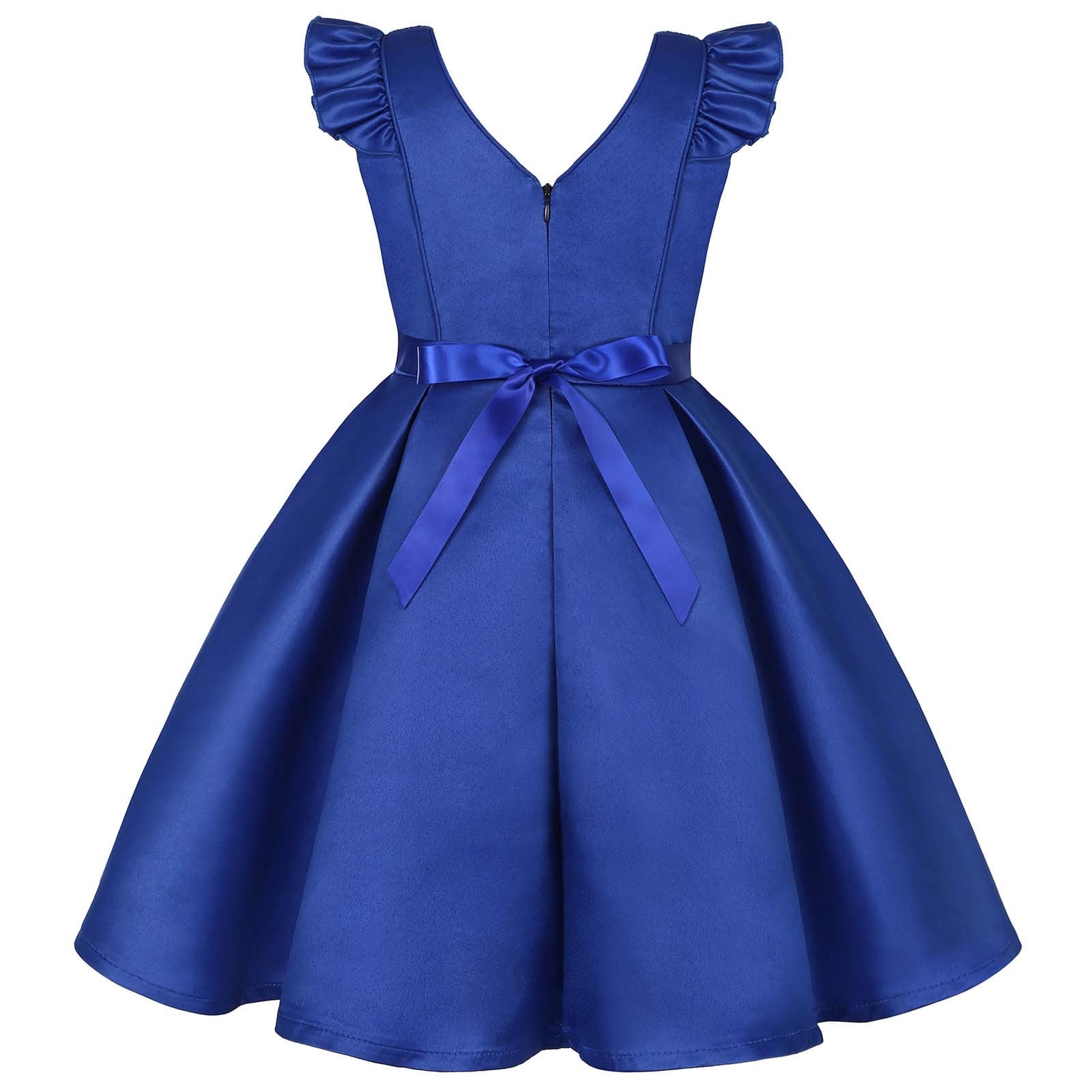 Robe Princesse Fille Velours Et Tulle - Manches Longues, Broderie Florale - Taille 3-12 Ans - Pour Noël, Fêtes - 3
