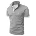 thumbnail image 4 of Mens Polo Shirt Short Sleeve Breathable Mesh Knit Casual Golf Top Summer Lightweight Loose Fit Out Sport Tee for Men Light Gray XL, 4 of 6