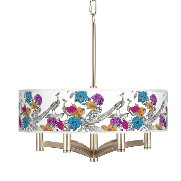 Giclee Glow Peas In The Garden Ava 6 Light Nickel Pendant Chandelier Com Light Nickel Pendant Chandelier, Craftsman Mosaic Ava 6 Light Nickel Pendant Chandelier