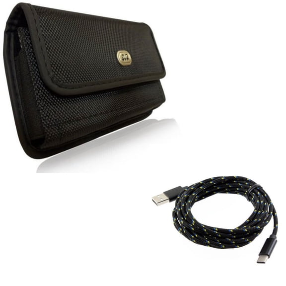 Holster Rugged Case Belt Clip w Charger Cord Type-C 10ft USB Cable M5R for Motorola Moto Z4 Z3 Play Z2 Play Z Play Droid Force Droid G7 - OnePlus 5T, 6, 6T - Razer Phone 2