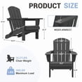 thumbnail image 5 of FUNDAZE Foldable Adirondack Chair, HDPE Wide Seat Outdoor Patio Chair for Garden & Poolside, Black, 5 of 7