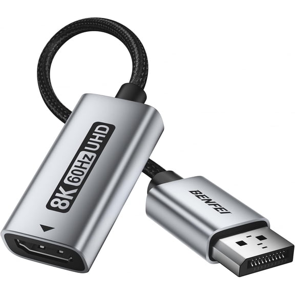 BENFEI DisplayPort 1.4 to HDMI 2.1 Adapter 8K@60Hz/4K@240Hz/1080P@480Hz, Unidirectional DP Computer to HDMI Monitor, High-Spec Aluminum Converter for Gaming Monitor, TV, AMD, NVIDIA