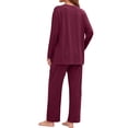 thumbnail image 4 of MOSHU 2 Piece Lounge Sets for Women Side Slit Pajamas Sets Loose Long Sleeve Tops and Wide Leg Pants Casual Outfits, 4 of 12