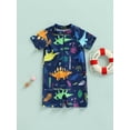 thumbnail image 3 of Musuos Toddler Boys One-Piece Swimsuit, Summer Short Sleeve Cartoon Animal Sun Protection Bathing Suit, 3 of 10