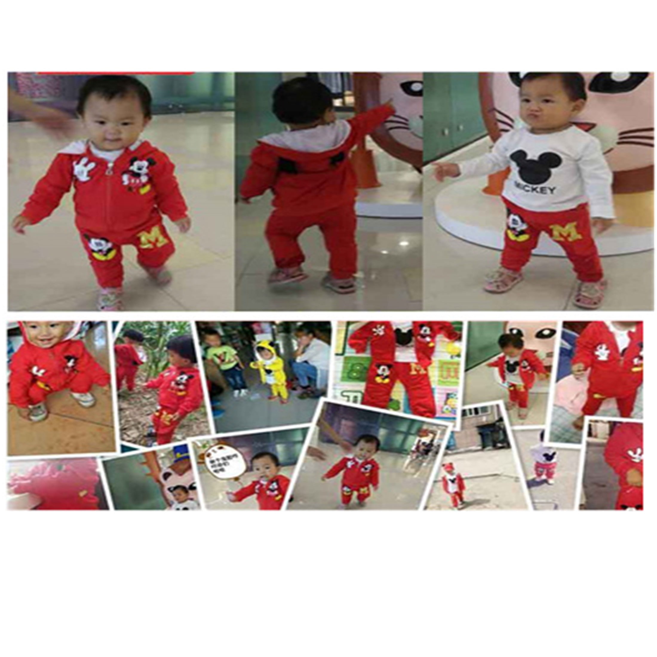 3 PCS Kids Girls Boys Clothing Sets Mickey Hooded Coat+T-Shirt+Pants Baby Cotton Tracksuits