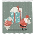 thumbnail image 3 of Ambesonne Christmas Shower Curtain, Santa Bear Carry a Gift, 69"Wx84"L, Peacock Green and Multicolor, 3 of 3