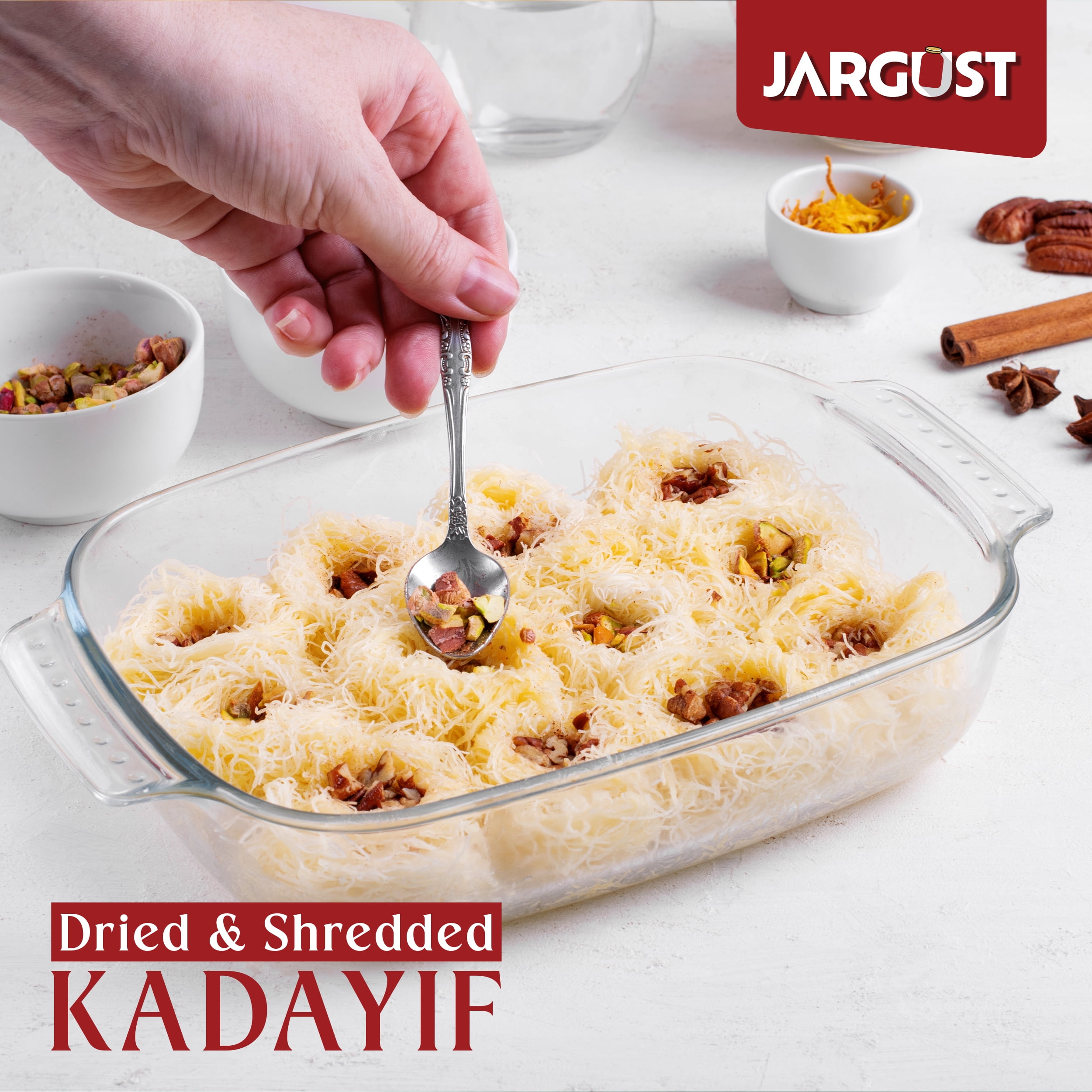 Jargust Bulk Dried & Shredded Kataifi, Shredded Fillo Dough, Pastry Dough, 8lb