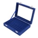 thumbnail image 5 of Caja para presentación de joyas, 7 ranuras, vitrina de almacenamiento de anillos de terciopelo con tapa transparente para anillos, joyas, pendientes, collar, azul, 5 of 5