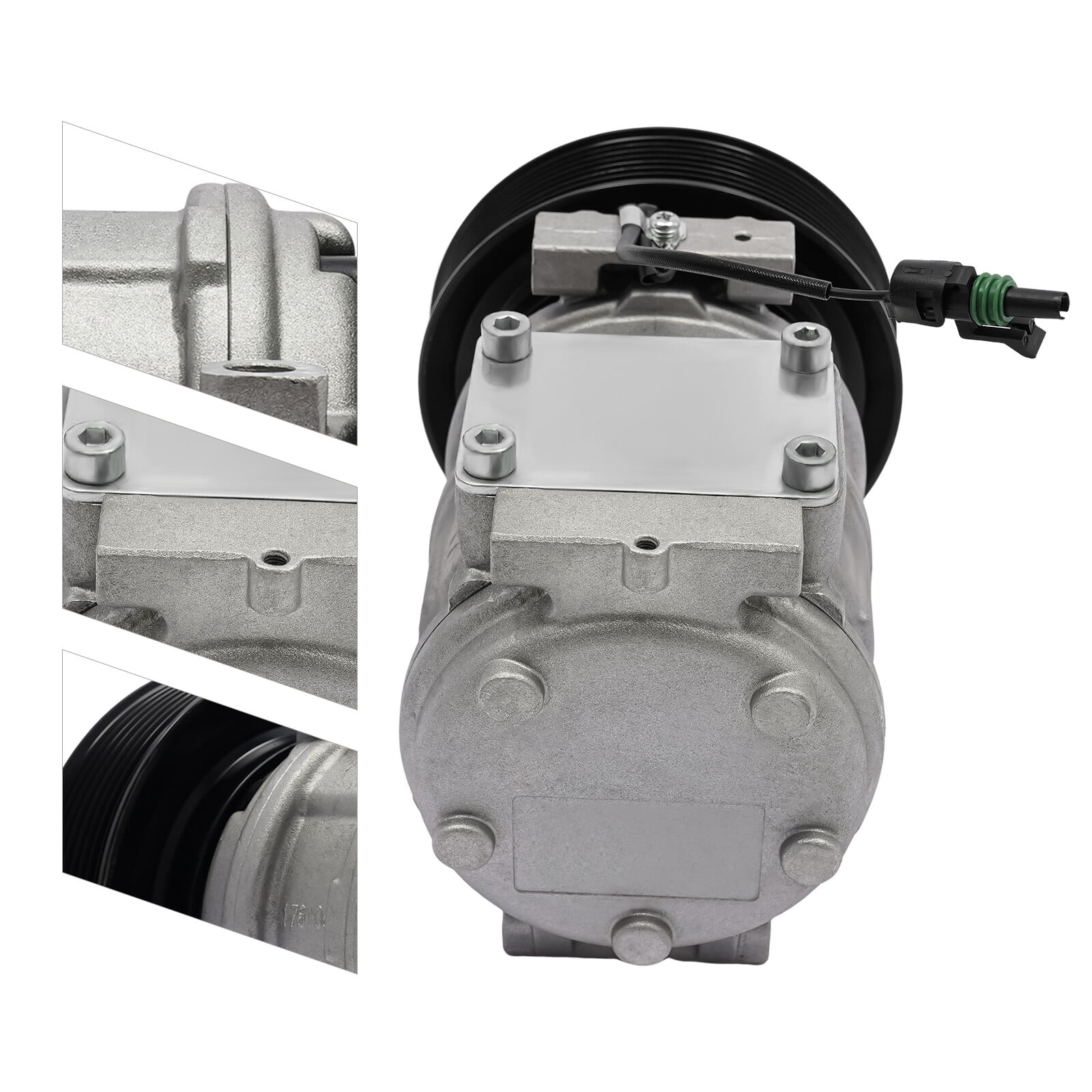 Closed Silver Black Air Compressor W/Clutch For  John Deere  10PA17C RE46609 RE69716 AH169875