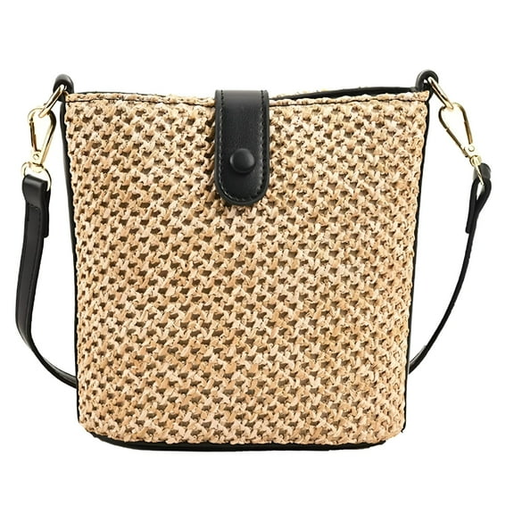 GASTROPOD Straw Beach Bags for Women Rattan Purse Summer Straw Cross-Body Bag Raffia Handbag Purses Shoulder Bag Small Bucket Bag