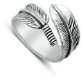 thumbnail image 4 of Boho Native Feather Wrap Ring .925 Sterling Silver Spoon Band Jewelry Female Male Unisex Size 10, 4 of 4