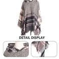 thumbnail image 3 of Chal con capucha a cuadros para mujer, manta, poncho, sudadera con capucha, chal con borlas, 3 of 5