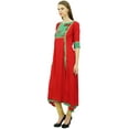 thumbnail image 5 of Bimba Women's Solid A-Line Rayon Kurti Kurta Asymmetrical Hem Designer Lace Tunic, 5 of 9