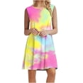 thumbnail image 1 of RKSTN Robes d'Été pour Femmes Col Rond Sans Manches Mini Robe Imprimée Décontractée, 1 of 6