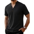 thumbnail image 2 of Men's Summer Linen Cotton Short Sleeve Crewneck Loose Fit Casual Shirt Tops T-Shirt Solid Color Breathable Blouse Beach Vacation Hiking Outfits Modern Fashion Essential Gift, 2 of 5