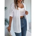 thumbnail image 4 of Summer Cardigan Sweaters for Women Light-Weight Half Sleeve Open Front Cropped Crochet Beach Cover Ups White M, 4 of 8