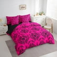 thumbnail image 3 of Erosebridal Gothic Floral Bedding Sets Queen Size,Pink Skull Comforter Sets with Sheets,Boho Bohemain Flower Bed in a Bag Queen Size,Lightweight Room Decor Reversible,7-Piece, 3 of 7