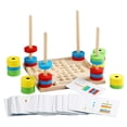 thumbnail image 2 of Clavijas magnéticas de 2 en un Reconocimiento de color interactivo de bloques de construcción para padres y hijos con 54 tarjetas de CUTICAT anillos de apilamiento de arco iris, 2 of 8