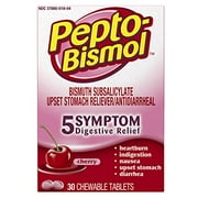 6 Pack - Pepto-Bismol Chewable Tablets Cherry 30 Tablets Each
