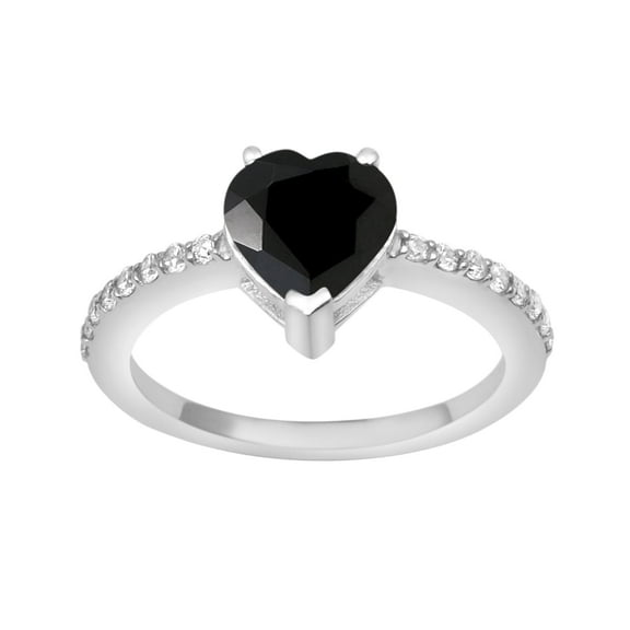 Mooneye Side Accents 7 mm Black Spinel 925 Sterling Silver Valentines Day Gifts Women Solitaire Ring
