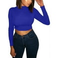 thumbnail image 1 of Hauts Courts à Manches Longues pour Femmes, Col Roulé Mi-Haut, Couleur Unie, Pulls Slim, 1 of 8